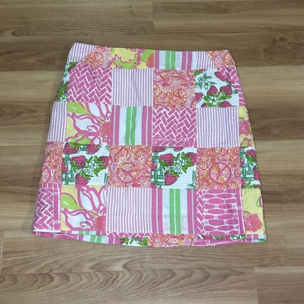 Women's Size 4 Lilly Pulitzer Summer Strawberry Garden Quilt Patch‎ Fun Skirt
